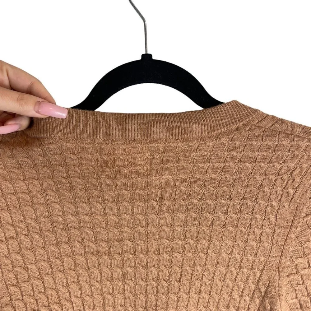 Loulou Studio Mati Wool Cashmere Cable-Knit Button Front Cardigan Beige Size S